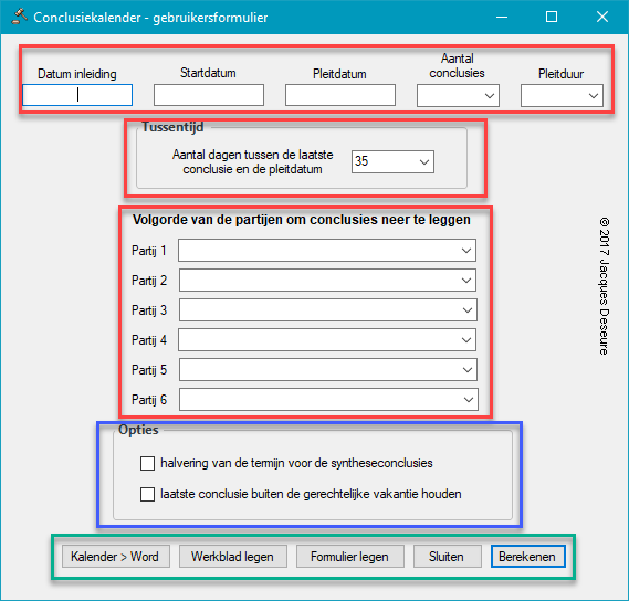 Conclusiekalender - gebruikersformulier Conclusiekalender - gebruikersformulier