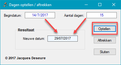 Aantal dagen optellen - voorbeeld. Aantal dagen optellen - voorbeeld.