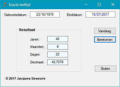Exacte leeftijd - voorbeeld. Exacte leeftijd - voorbeeld.