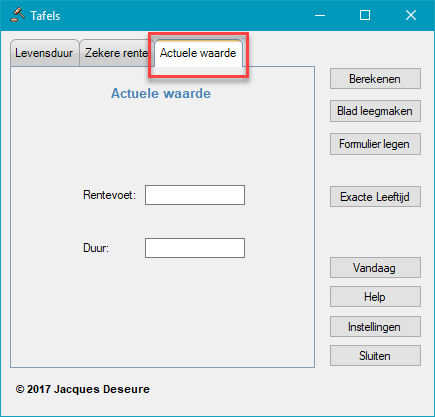 Actuele waarde van € 1 betaalbaar na 'n' jaar, invulformulier. Actuele waarde van € 1 betaalbaar na 'n' jaar, invulformulier.