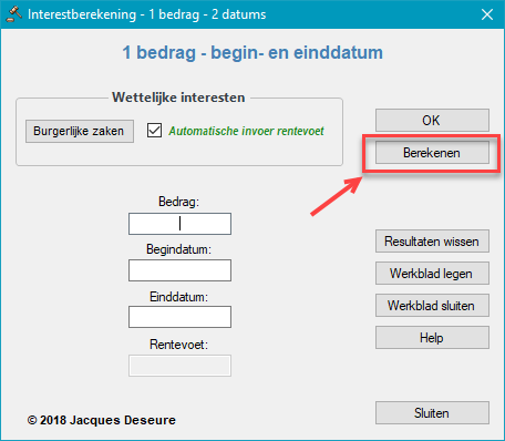 Knop Berekenen - één bedrag/twee datums
