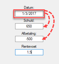 Schuld en afbetaling op dezelfde datum. Schuld en afbetaling op dezelfde datum.
