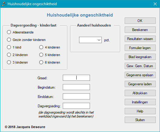 Huishoudelijke ongeschiktheid - Gegevens invoeren. Huishoudelijke ongeschiktheid - Gegevens invoeren.