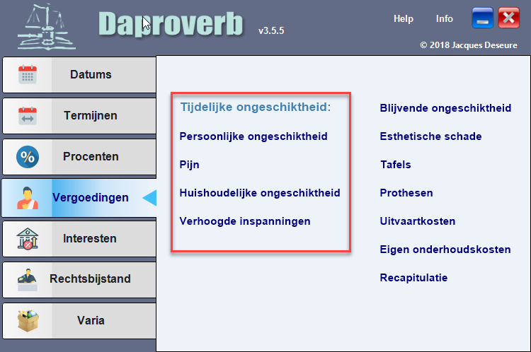 Tijdelijke Ongeschiktheid - Menu Tijdelijke Ongeschiktheid - Menu