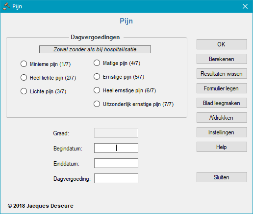 Pijnschade - Gegevens invoeren. Pijnschade - Gegevens invoeren.